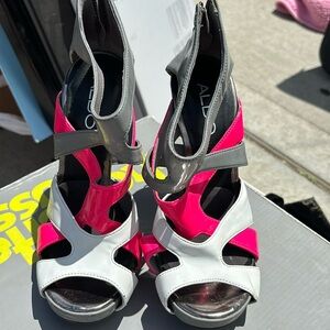 Pink, gray, white Aldo heels